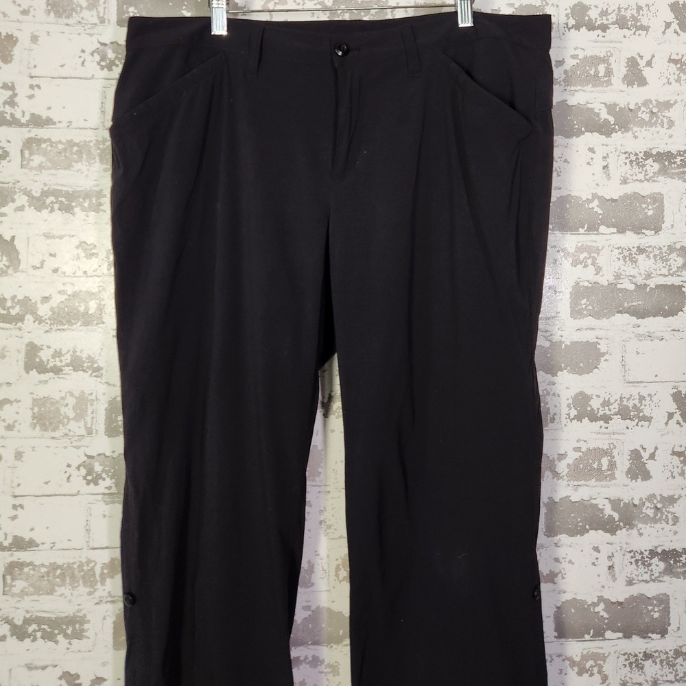 Eddie Bauer Women Hiking Pants Size 16 Black Outdoor‎ Travel Button Ankle Casual